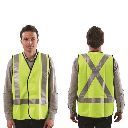 ProChoice® Fluro Safety Hi-Vest Yellow with X Back pattern Reflective Tape